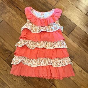 Matilda Jane coral floral layered tunic shirt size 10